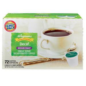 Wegmans Coffee Capsules, Decaf, Medium Roast, Single Serve