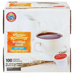 Wegmans Coffee Capsules, Breakfast Blend, Single Serve, FAMILY PACK