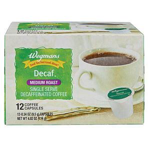 Wegmans Decaf, Medium Roast, Single Serve Coffee Capsules