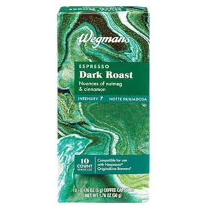 Wegmans Espresso Dark Roast Coffee Capsules, Intensity 7, Notte Rugiadosa, 10 Count