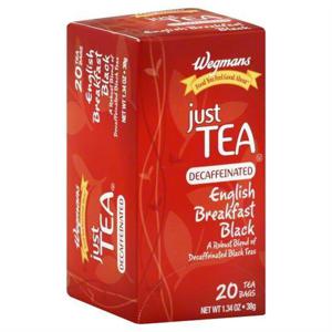 Wegmans Just Tea Decaffeinated English Breakfast Black Tea Bags