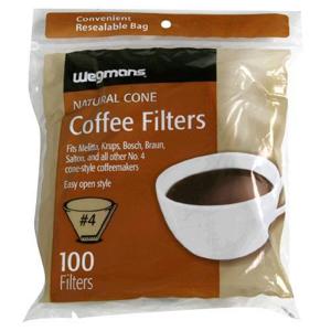 Wegmans Natural Cone Coffee Filters, No. 4