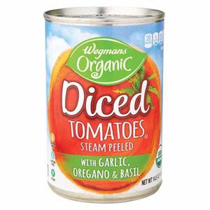 Wegmans Organic Diced Steam Peeled Tomatoes with Garlic, Oregano & Basil