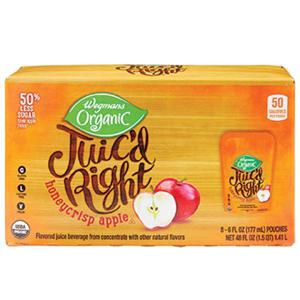 Wegmans Organic Juic'd Right, Honeycrisp Apple Juice Pouches