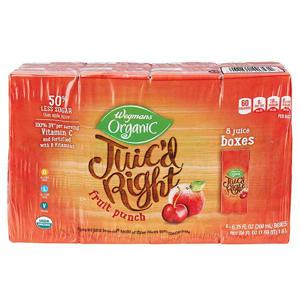 Wegmans Organic Juic'd Right, Fruit Punch, Juice Boxes, 8 Pack