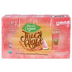 Wegmans Organic Juic'd Right, Watermelon Strawberry, Juice Boxes, 8 Pack