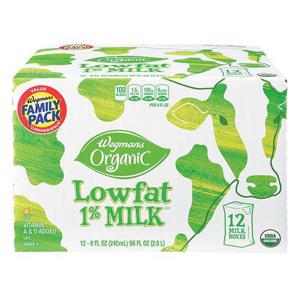 Wegmans Organic Lowfat 1% Milk, 12 Milk Boxes, FAMILY PACK