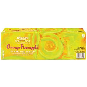 Wegmans Water, Sparkling, Orange Pineapple, 12 Pack