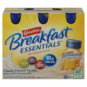 Carnation Breakfast Essentials Breakfast Essentials Nutritional Drink, Classic French Vanilla, 6 Pack