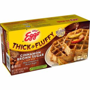 Eggo Thick and Fluffy Frozen Breakfast Eggo Thick and Fluffy, Frozen Waffles, Cinnamon Brown Sugar, Easy Breakfast, 6ct 11.6oz