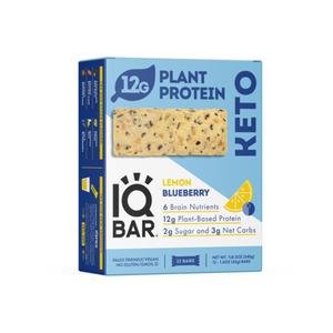 IQBAR Lemon Blueberry, Keto, Vegan, Protein Bars