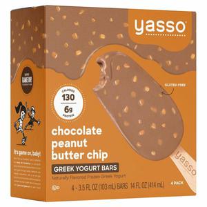 Yasso Frozen Greek Yogurt, Chocolate Peanut Butter Chip Bars, 4 pack