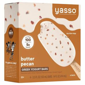 Yasso Frozen Greek Yogurt Bars, Butter Pecan Bars, 4 Count