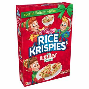 Kellogg's Rice Krispies Cereal Kellogg's, Breakfast Cereal, Original with Holiday Colors