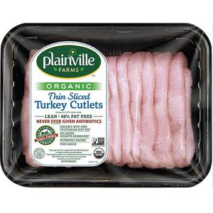 Plainville Farms Organic Thin Sliced Turkey Cutlets