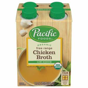 Pacific Chicken Broth, Free Range, Organic, Low Sodium, 4 Pack