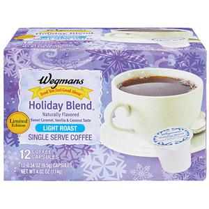 Wegmans Coffee Capsules, Holiday Blend, Light Roast, Single Serve