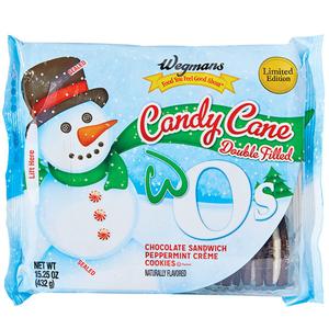 Wegmans W O's Candy Cane Double Filled Chocolate Sandwich Peppermint Creme Cookies, Limited Edition