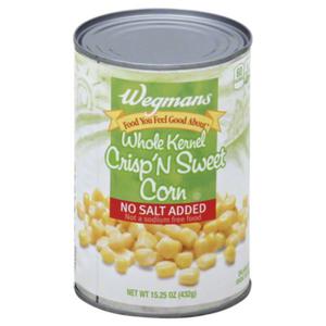 Wegmans Whole Kernel Crisp'N Sweet Corn, No Salt Added