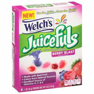 Welch's Juicefuls Juicy Fruit Snacks, Berry Blast, 6 Pack