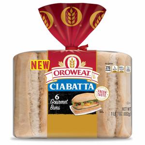 Oroweat Gourmet Ciabatta Buns, 6 ct / 23 oz