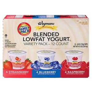 Wegmans Lowfat Blended Strawberry Blueberry Raspberry Yogurt, 12 PACK, FAMILY PACK