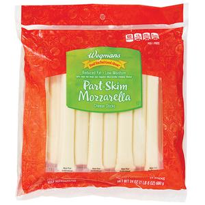 Wegmans Reduced Fat Part-Skim Mozzarella Cheese Sticks, 24 Count