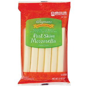 Wegmans Reduced Fat Part-Skim Mozzarella Cheese Sticks, 12 Count