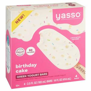 Yasso Yogurt Bars, Greek, Birthday Cake, 4 Pack