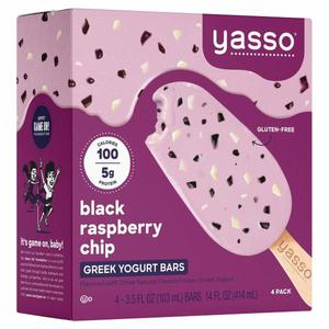 Yasso Frozen Greek Yogurt, Black Raspberry Chip Bars, 4 pack