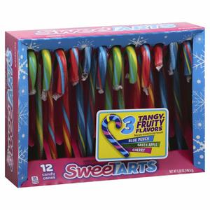 Sweetarts Sweet Tarts Candy Canes, Tangy, Blue Punch, Green Apple, Cherry, Box