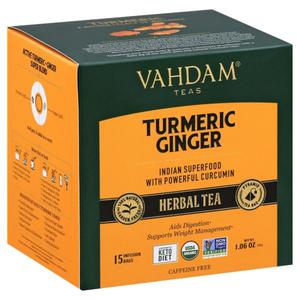 Vahdam Teas Herbal Tea, Turmeric Ginger, Tea Bag