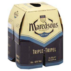 Maredsous Beer, Belgian Abbey Ale, Triple 4/11.2 oz bottles