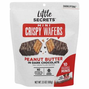 Little Secrets Crispy Wafers, Peanut Butter in Dark Chocolate, Mini