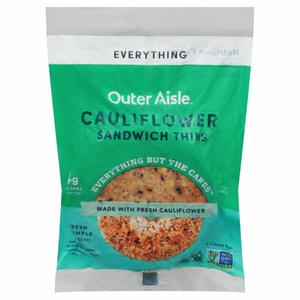 Outer Aisle Sandwich Thins, Cauliflower, Everything