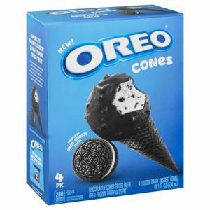 Oreo Frozen Dairy Dessert Cones, 4 Pack