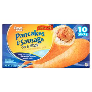 Great Value Family Size Original Pancakes & Sausage on a Stick, 25 Oz, 10 Ct (Frozen)