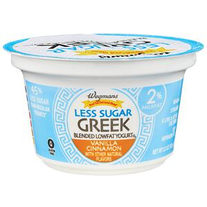 Wegmans Less Sugar Vanilla Cinnamon Greek Blended Lowfat Yogurt