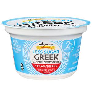 Wegmans Less Sugar Strawberry Greek Blended Lowfat Yogurt