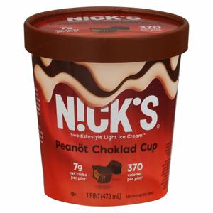 Nick's Ice Cream, Light, Peanot Choklad Cup, Swedish-Style