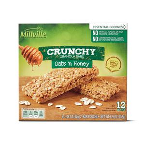 Millville Crunchy Granola Bars Oats & Honey or Peanut Butter