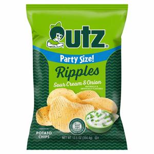 Utz Ripples Potato Chips, Sour Cream & Onion, Party Size