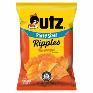 Utz Potato Chips, Ripples, Barbeque Flavored, Party Size