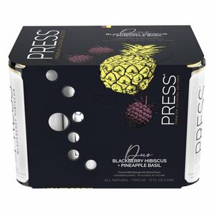 Press Seltzer, Premium Alcohol, Duo, Blackberry Hibiscus + Pineapple Basil 12/12oz Cans