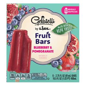 Gelatelli frozen blueberry & pomegranate fruit bars