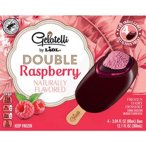 Gelatelli frozen dairy dessert bars, double raspberry