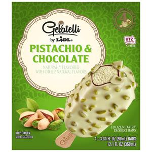 Gelatelli frozen dairy dessert bars, pistachio & chocolate