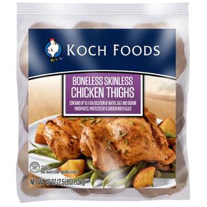 Koch Foods frozen boneless skinless chicken thighs