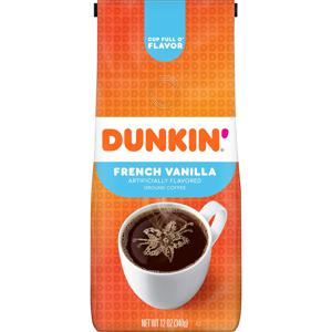 Dunkin' French Vanilla Flavored Ground Coffee, 12 Ounces