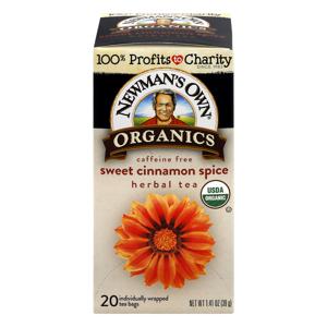 Newman's Own Organics Herbal Tea Bags Sweet Cinnamon Spice Caffeine Free